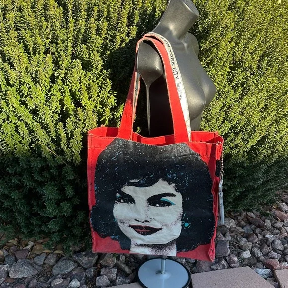 Loop NYC & ANDY WARHOL-Red Jackie O. Distressed Tote Canvas Bag-REPOSHING-used - Picture 5 of 17